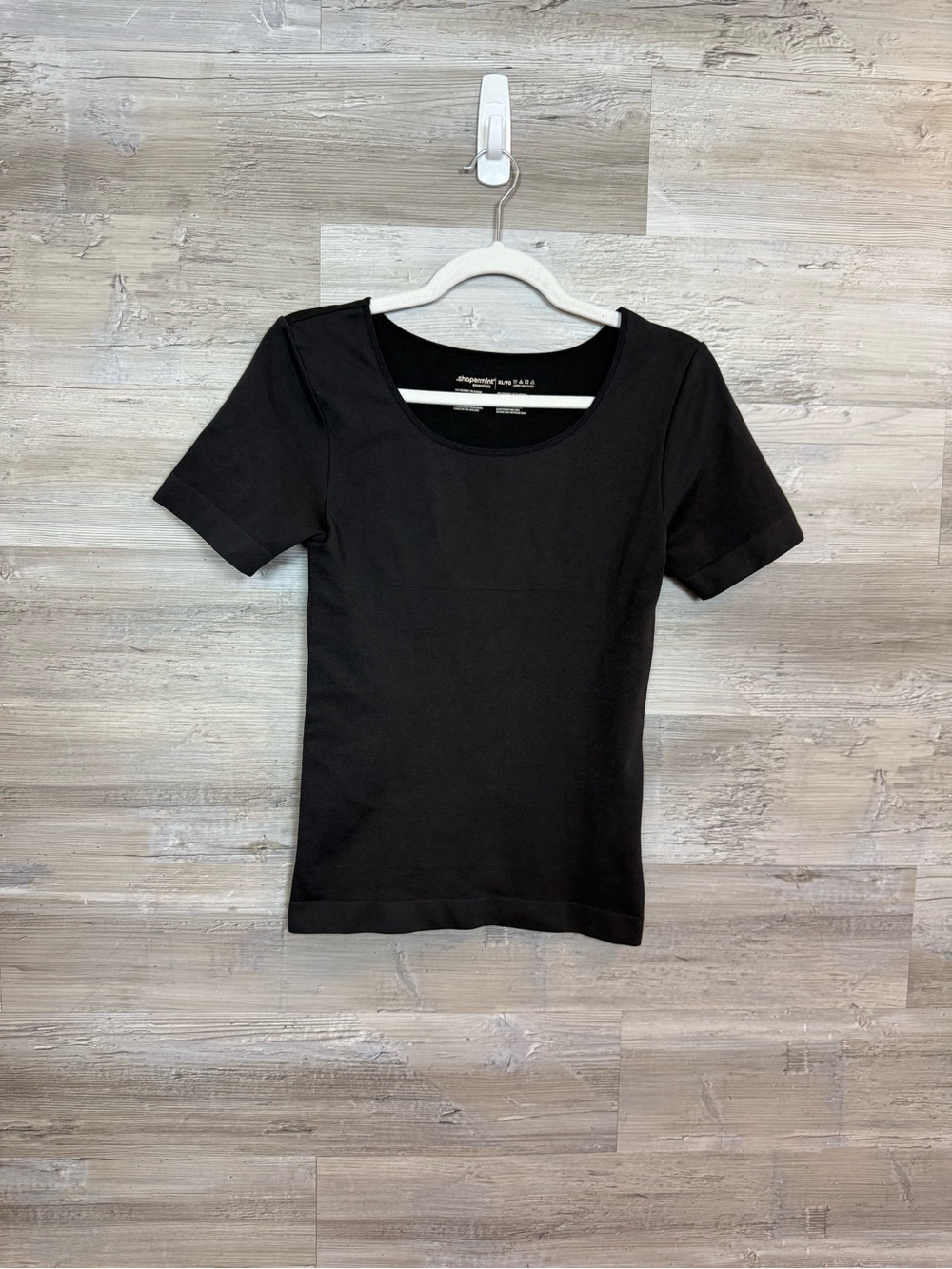 Shapermint Essentials Black Seamless Shaping Scoop Neck Tee Short Sleeve XL